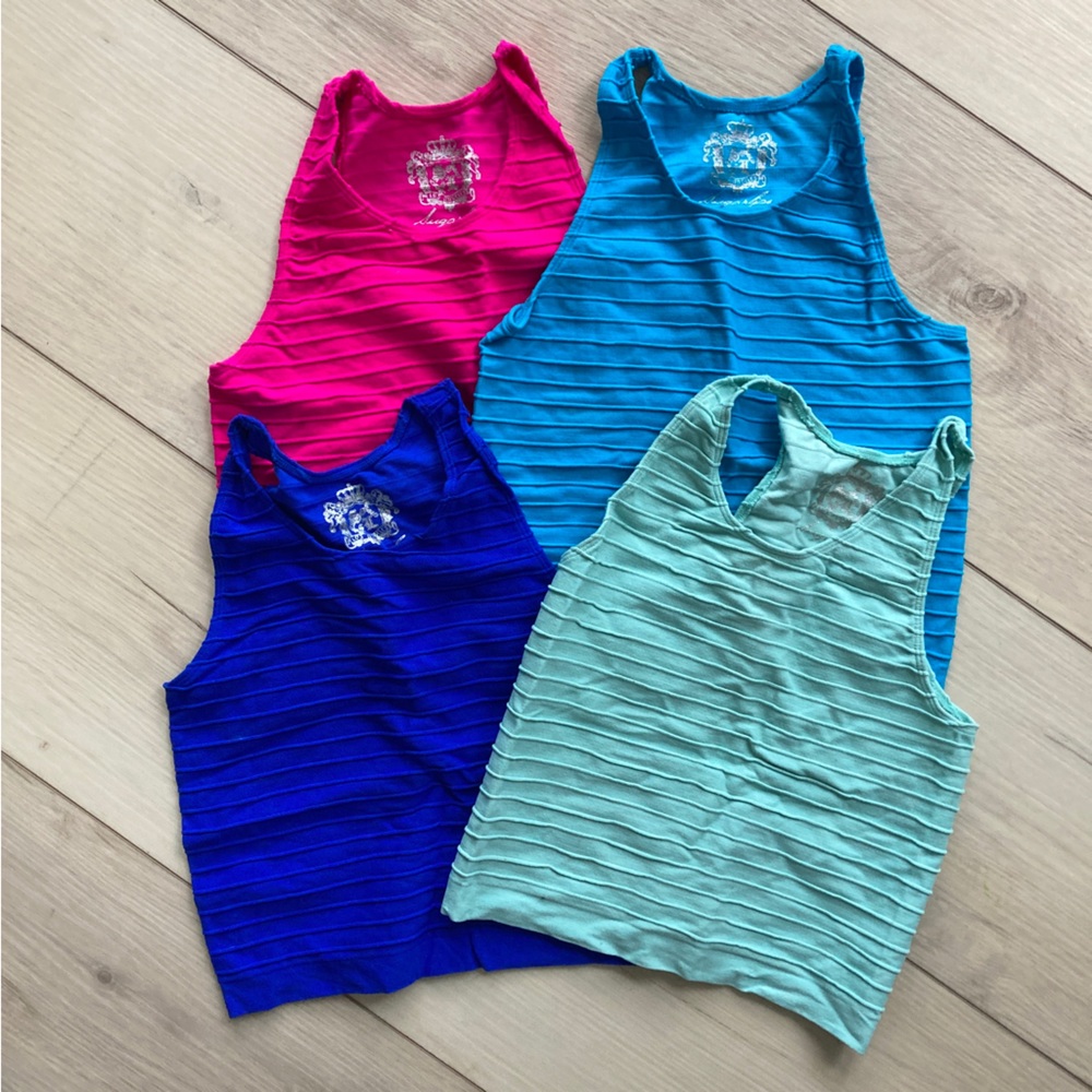 Stretchy crop tanks | one size fits most | 4pk | pink, blue, royal blue, teal
